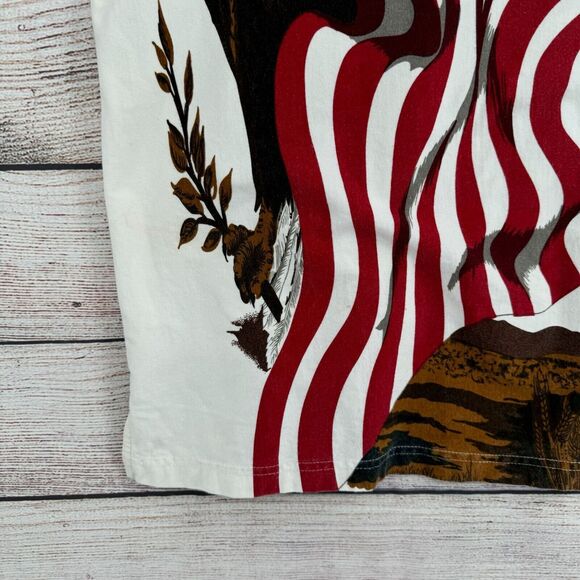 Vintage Royal Air AOP American Flag Bald Eagle Print Polo Shirt Men's L White‎ - Picture 6 of 11